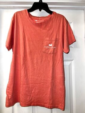 Southern Marsh Coral Crewneck Pocket Tee